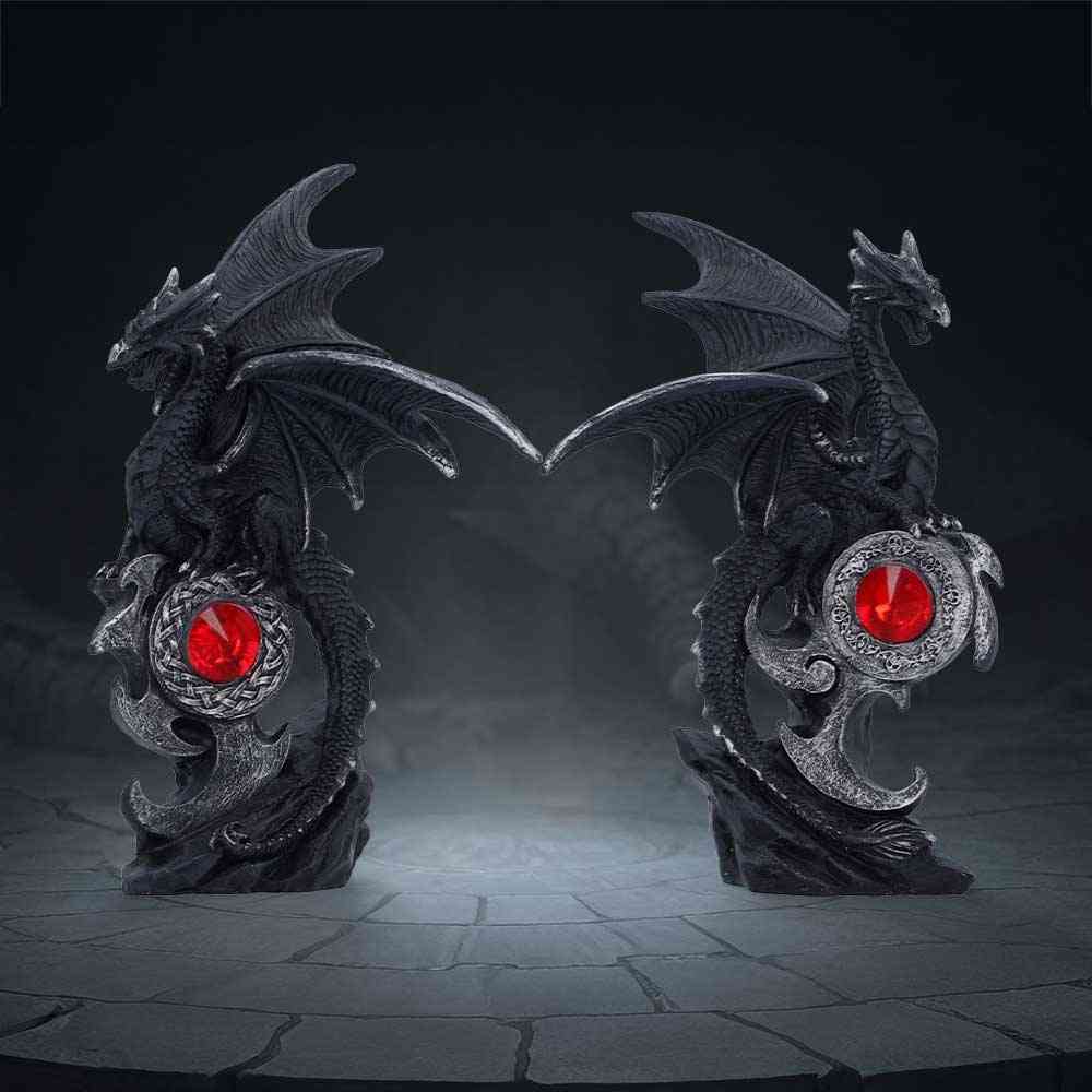 Nemesis Now - Midnight Protectors (Set of 2) Figurines - Dragon - Noir/Rouge